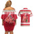 Personalized Trinidad and Tobago Christmas Couples Matching Off Shoulder Short Dress and Hawaiian Shirt Scarlet Ibis with Chaconia Flowers - Wonder Print Shop