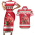 Personalized Trinidad and Tobago Christmas Couples Matching Short Sleeve Bodycon Dress and Hawaiian Shirt Scarlet Ibis with Chaconia Flowers - Wonder Print Shop