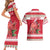 Personalized Trinidad and Tobago Christmas Couples Matching Short Sleeve Bodycon Dress and Hawaiian Shirt Scarlet Ibis with Chaconia Flowers - Wonder Print Shop