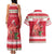 Personalized Trinidad and Tobago Christmas Couples Matching Tank Maxi Dress and Hawaiian Shirt Scarlet Ibis with Chaconia Flowers - Wonder Print Shop