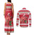 Personalized Trinidad and Tobago Christmas Couples Matching Tank Maxi Dress and Long Sleeve Button Shirt Scarlet Ibis with Chaconia Flowers - Wonder Print Shop