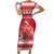 Personalized Trinidad and Tobago Christmas Family Matching Short Sleeve Bodycon Dress and Hawaiian Shirt Scarlet Ibis with Chaconia Flowers - Wonder Print Shop