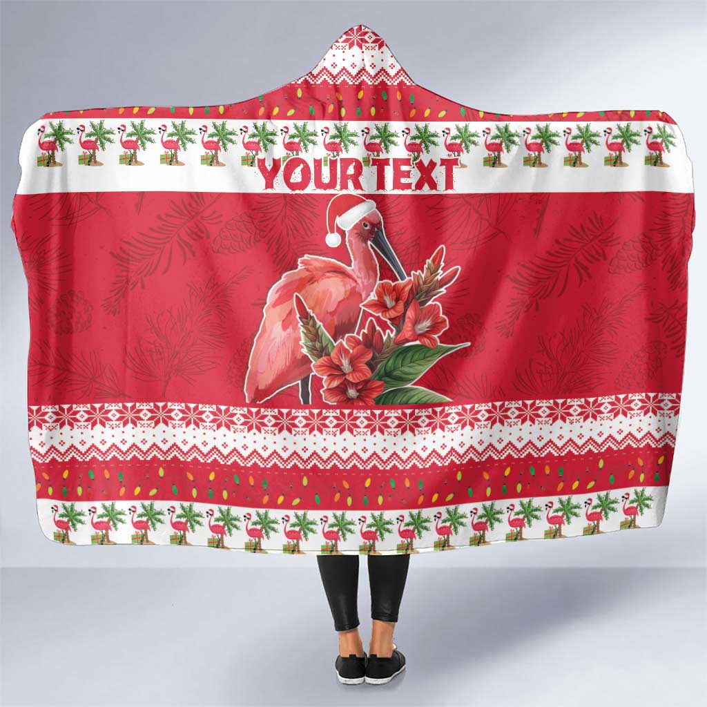 Personalized Trinidad and Tobago Christmas Hooded Blanket Scarlet Ibis with Chaconia Flowers