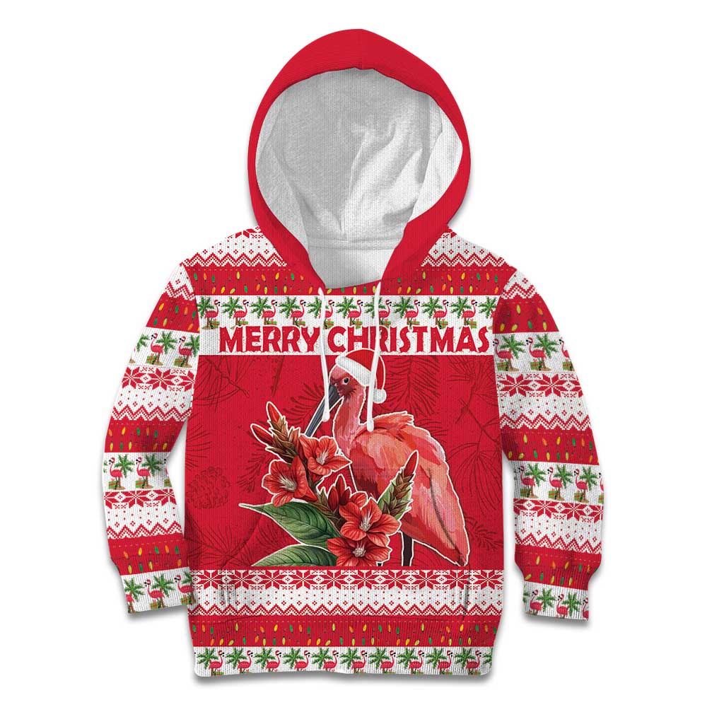 Personalized Trinidad and Tobago Christmas Kid Hoodie Scarlet Ibis with Chaconia Flowers - Wonder Print Shop