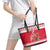 Personalized Trinidad and Tobago Christmas Leather Tote Bag Scarlet Ibis with Chaconia Flowers - Wonder Print Shop