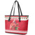 Personalized Trinidad and Tobago Christmas Leather Tote Bag Scarlet Ibis with Chaconia Flowers - Wonder Print Shop