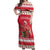 Personalized Trinidad and Tobago Christmas Off Shoulder Maxi Dress Scarlet Ibis with Chaconia Flowers - Wonder Print Shop