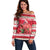 Personalized Trinidad and Tobago Christmas Off Shoulder Sweater Scarlet Ibis with Chaconia Flowers - Wonder Print Shop