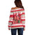 Personalized Trinidad and Tobago Christmas Off Shoulder Sweater Scarlet Ibis with Chaconia Flowers - Wonder Print Shop