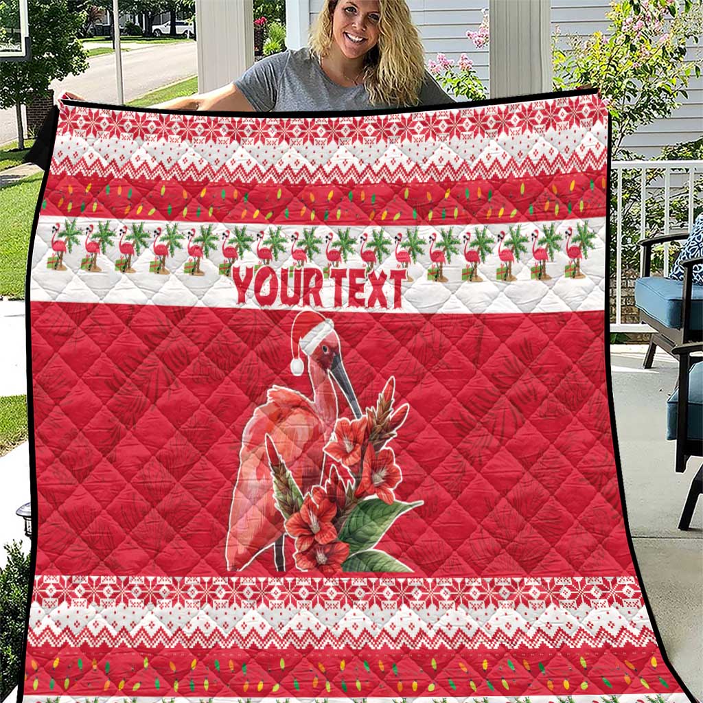 Personalized Trinidad and Tobago Christmas Quilt Scarlet Ibis with Chaconia Flowers - Wonder Print Shop