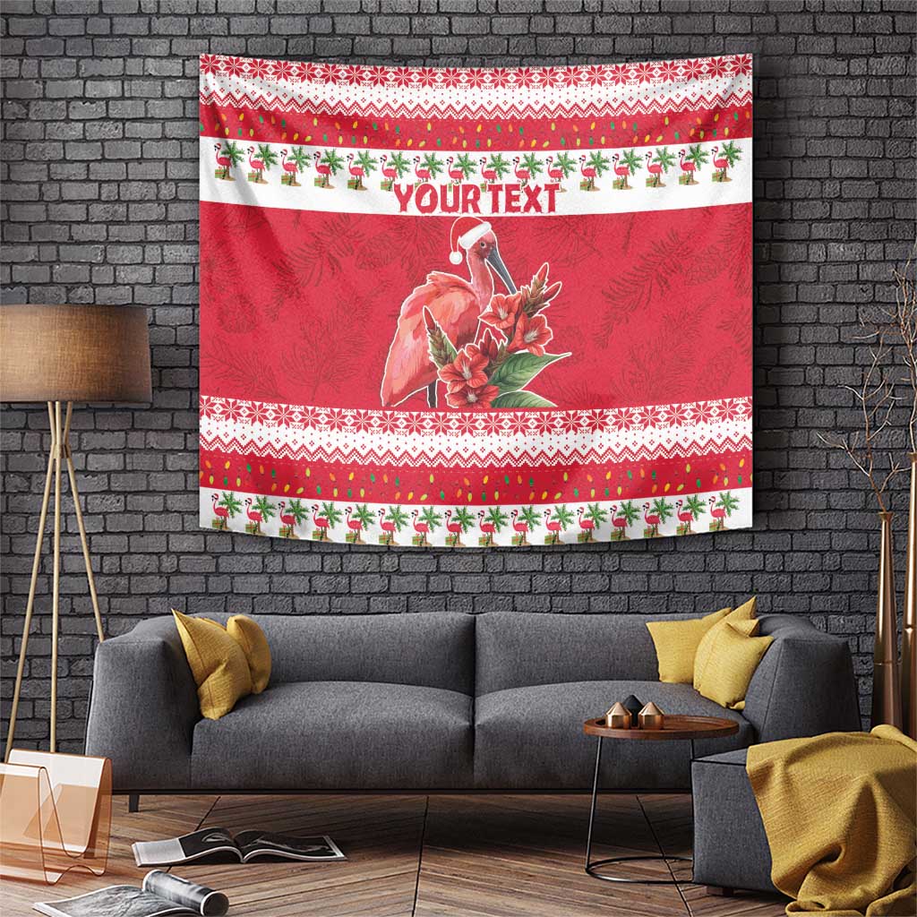 Personalized Trinidad and Tobago Christmas Tapestry Scarlet Ibis with Chaconia Flowers