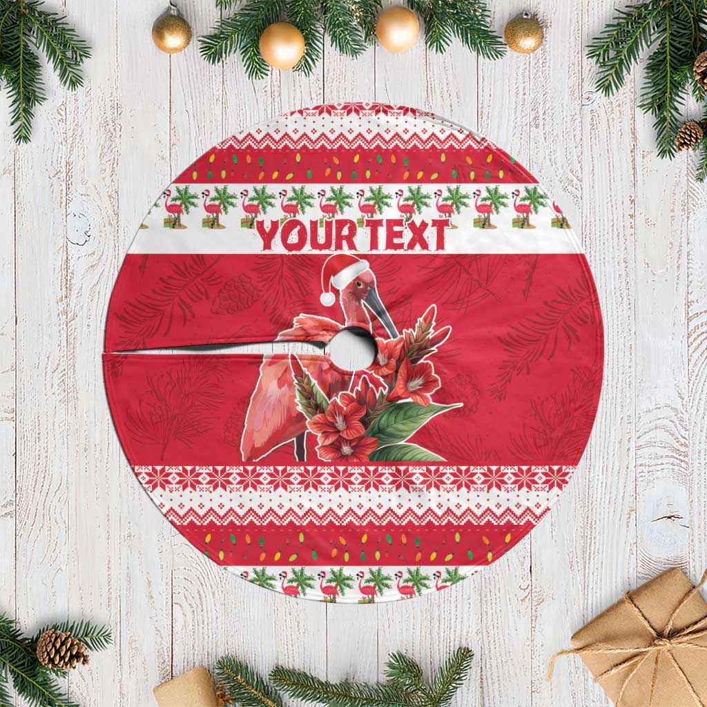 Personalized Trinidad and Tobago Christmas Tree Skirt Scarlet Ibis with Chaconia Flowers - Wonder Print Shop