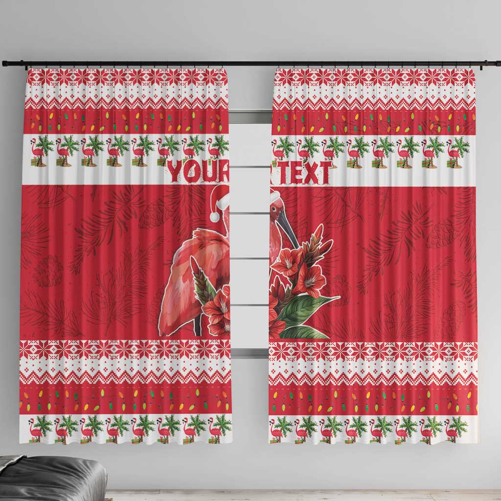 Personalized Trinidad and Tobago Christmas Window Curtain Scarlet Ibis with Chaconia Flowers - Wonder Print Shop