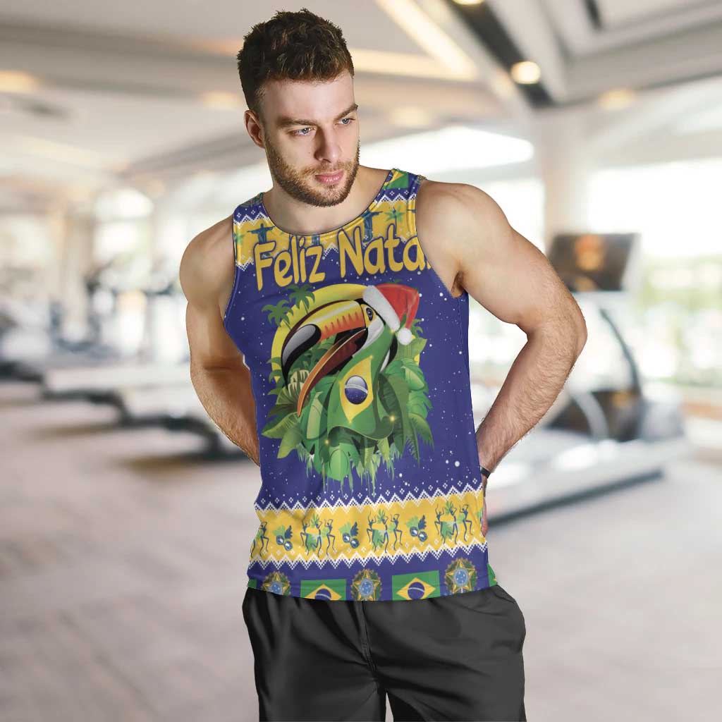 Personalized Brazil Christmas Men Tank Top Toco Toucan with Brazil Flag - Wonder Print Shop