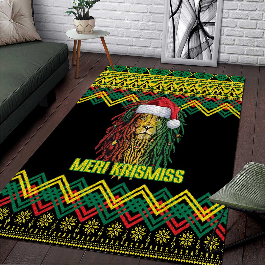 Jamaica Reggae Lion Christmas Area Rug Kente Pattern Meri Krismiss