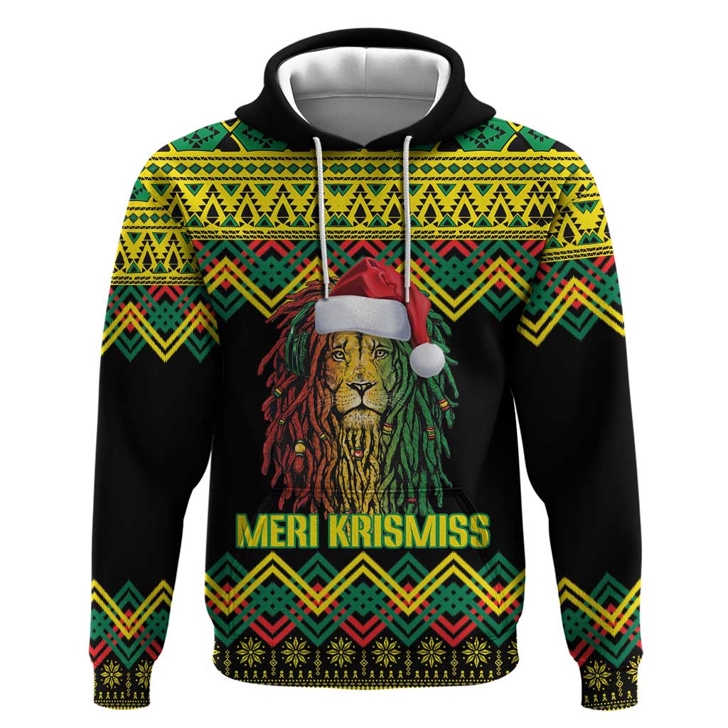 Jamaica Reggae Lion Christmas Hoodie Kente Pattern Meri Krismiss - Wonder Print Shop