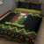 Jamaica Reggae Lion Christmas Quilt Bed Set Kente Pattern Meri Krismiss - Wonder Print Shop