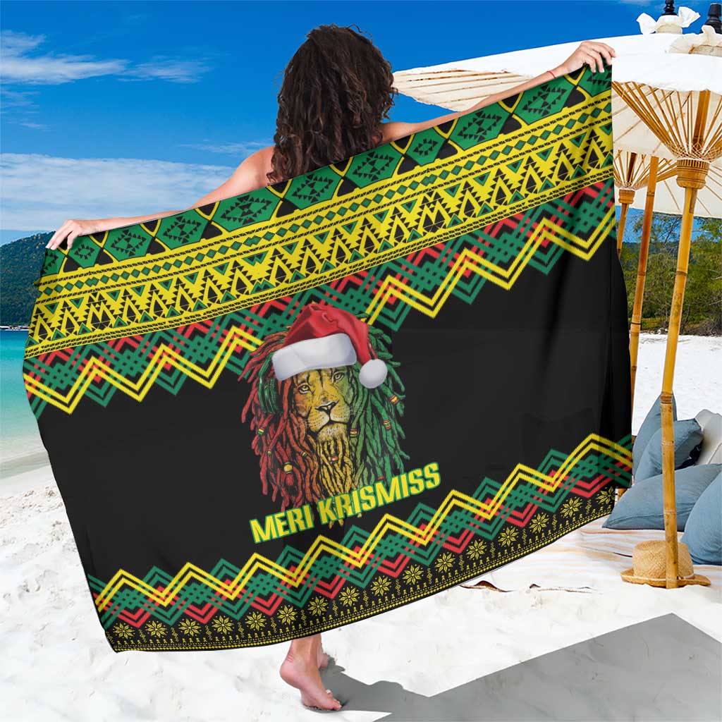 Jamaica Reggae Lion Christmas Sarong Kente Pattern Meri Krismiss