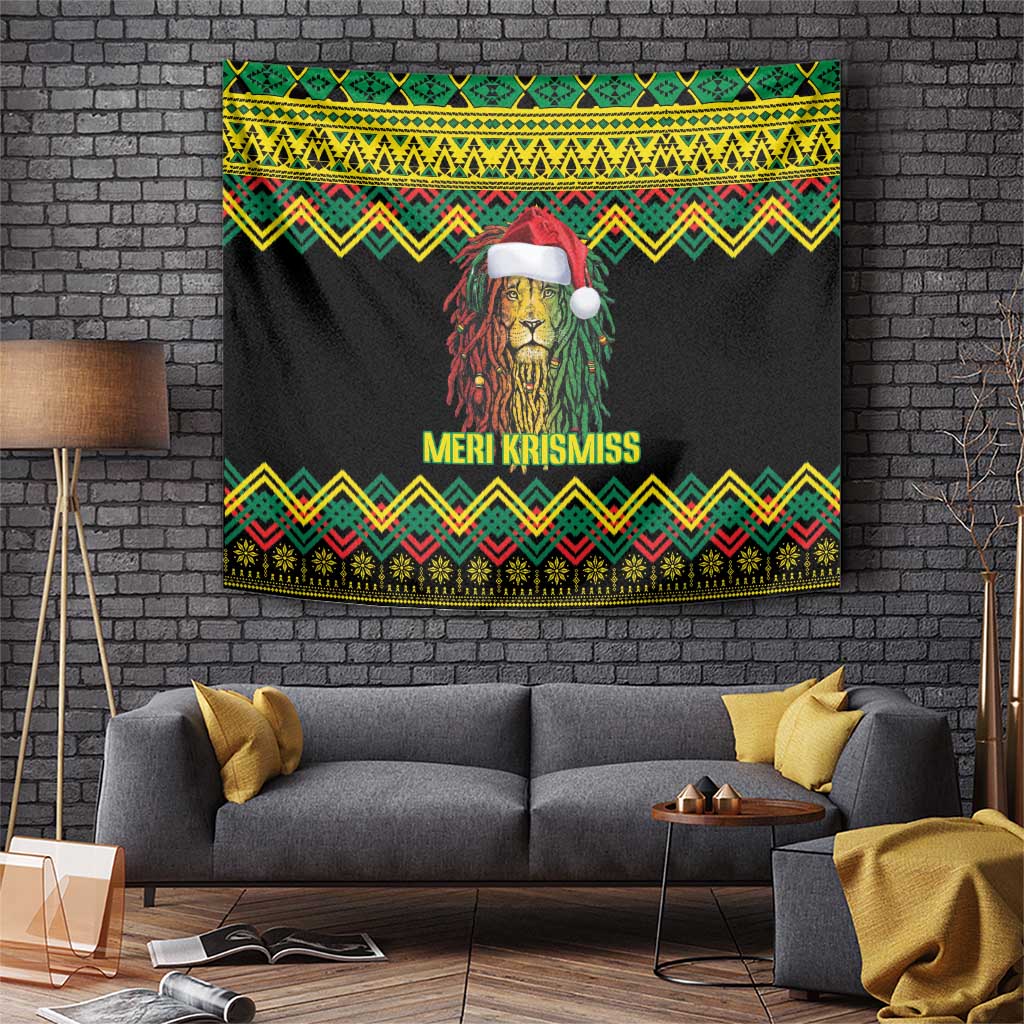 Jamaica Reggae Lion Christmas Tapestry Kente Pattern Meri Krismiss