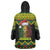 Jamaica Reggae Lion Christmas Wearable Blanket Hoodie Kente Pattern Meri Krismiss