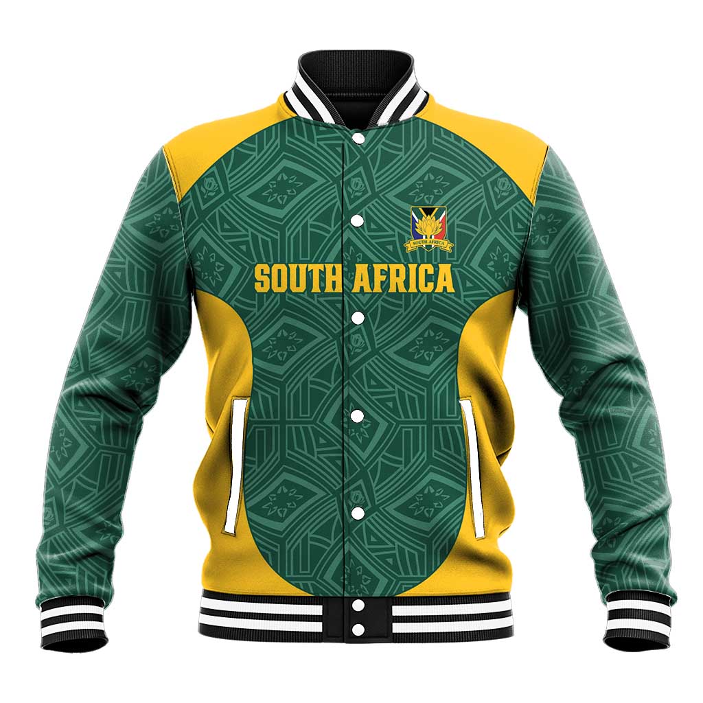 Custom South Africa Soccer Baseball Jacket Bafana Bafana Spirit African Pattern - Wonder Print Shop