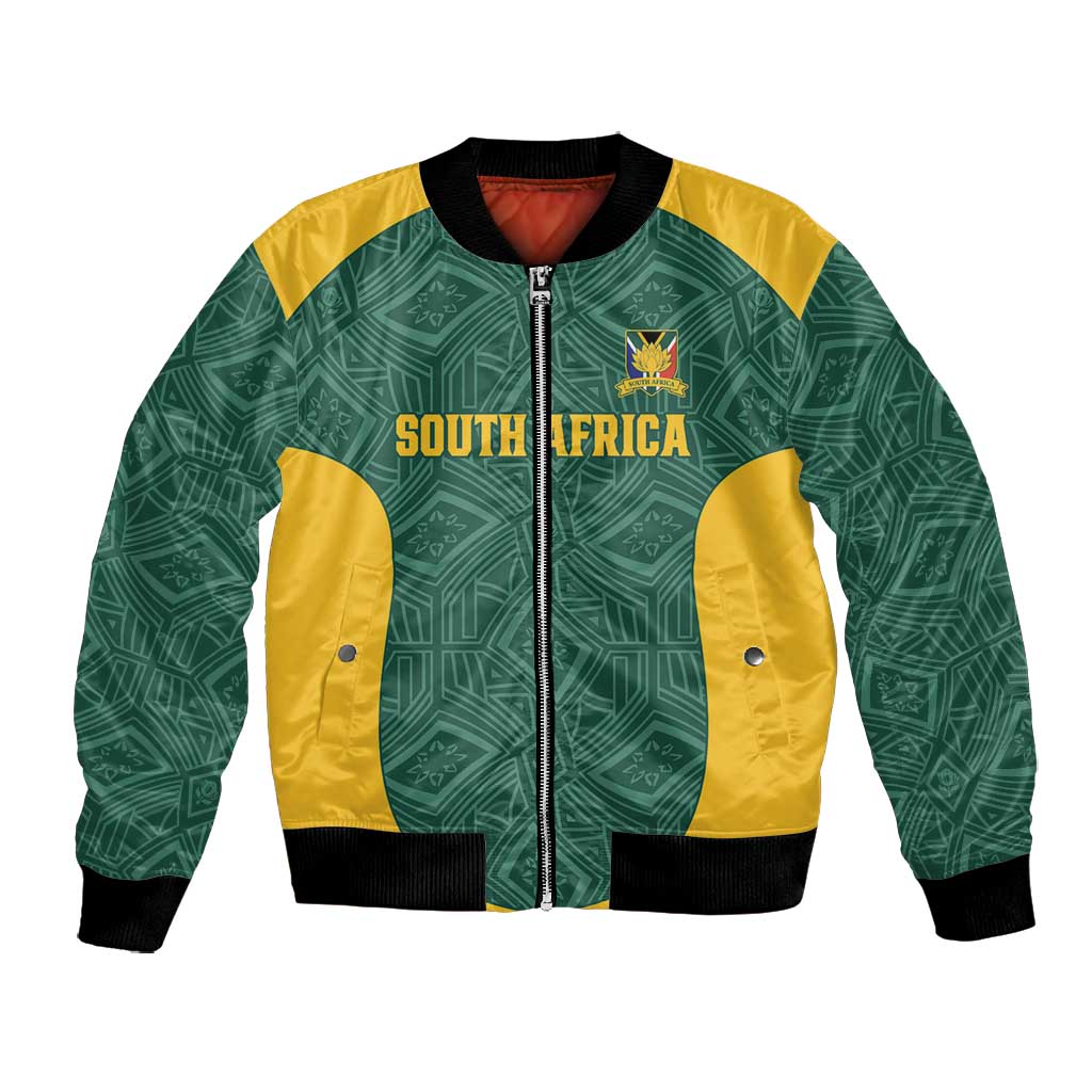 Custom South Africa Soccer Bomber Jacket Bafana Bafana Spirit African Pattern - Wonder Print Shop