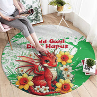 Wales Saint David’s Day Personalized Round Carpet Funny Welsh Dragon Daffodil - Wonder Print Shop