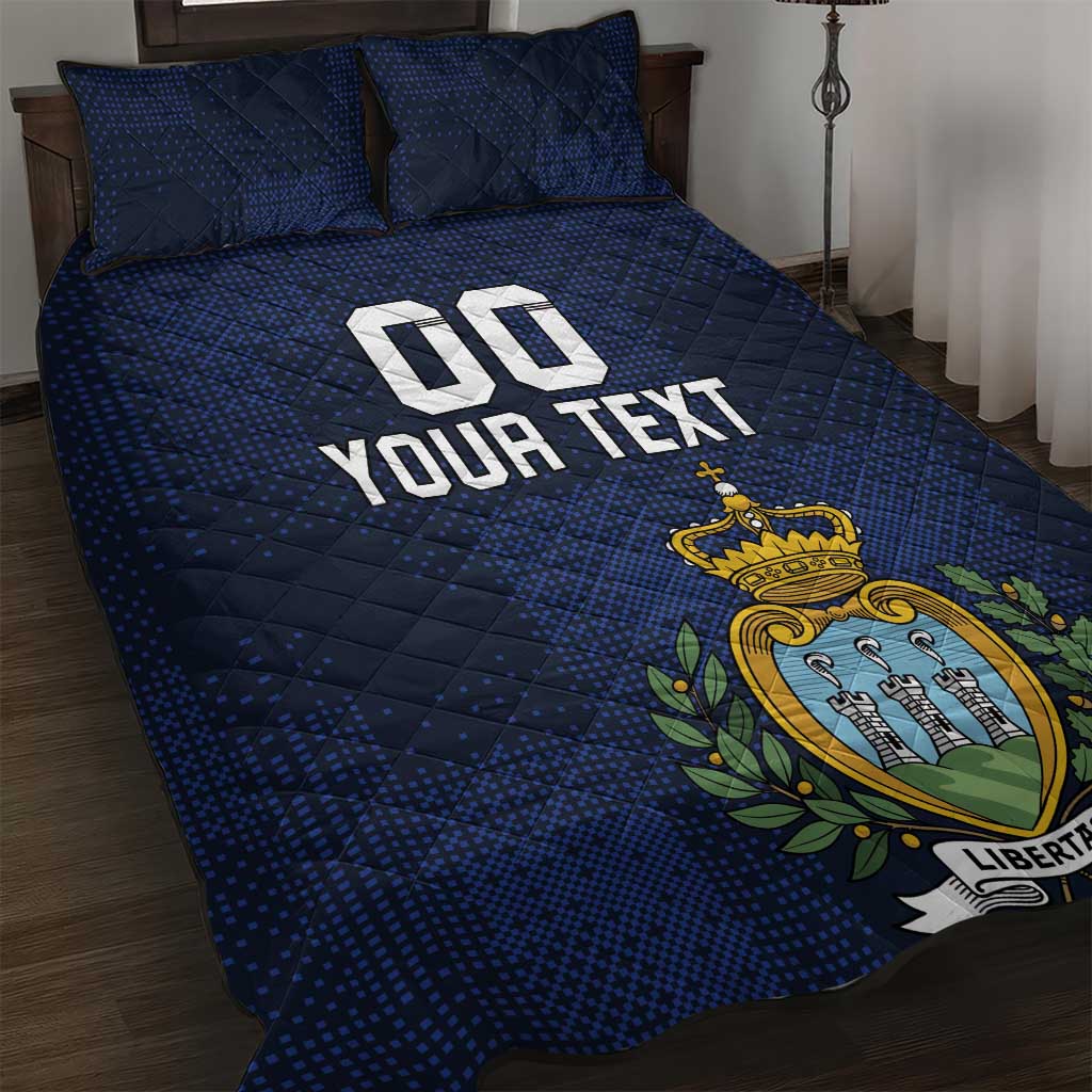 Custom San Marino Football Quilt Bed Set La Serenissima Pixellated Pattern