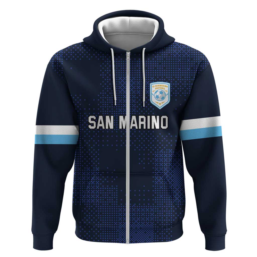 Custom San Marino Football Zip Hoodie La Serenissima Pixellated Pattern