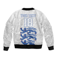 Custom England Fooball Bomber Jacket The Three Lions Blue Version