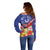 Puerto Rico Coat Of Arm Off Shoulder Sweater With Thespesia Grandiflora Flowers - Wonder Print Shop