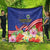 Puerto Rico Coat Of Arm Quilt With Thespesia Grandiflora Flowers