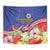 Puerto Rico Coat Of Arm Tapestry With Thespesia Grandiflora Flowers