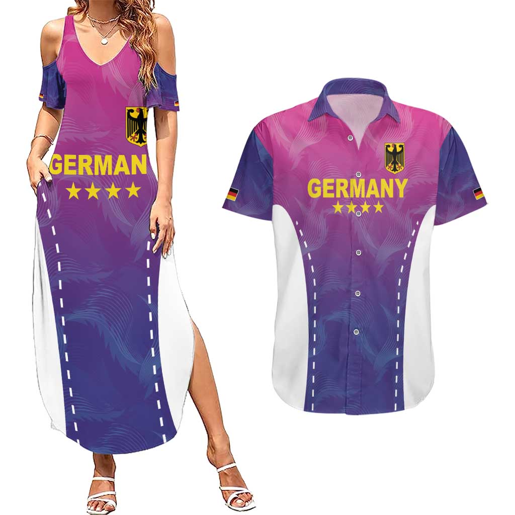 Custom Germany Football Couples Matching Summer Maxi Dress and Hawaiian Shirt Pink Version - Wonder Print Shop