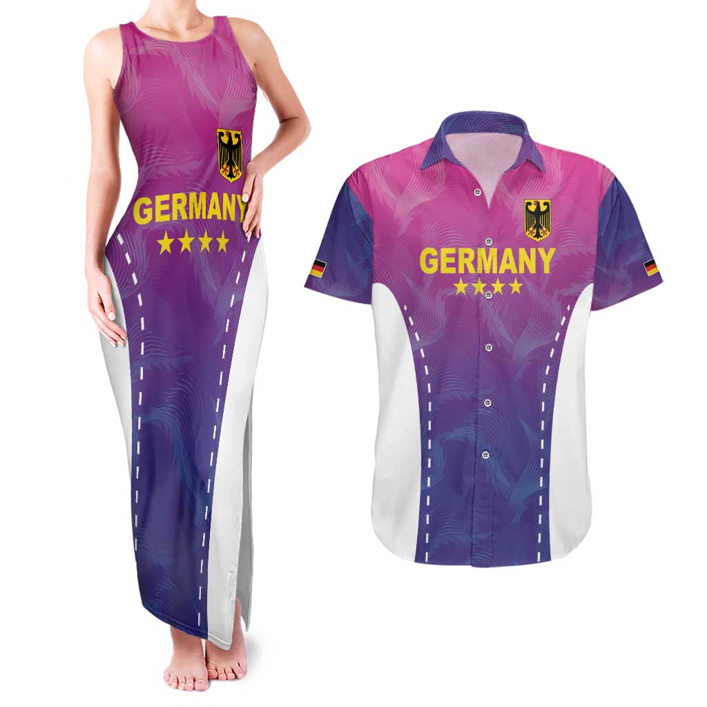 Custom Germany Football Couples Matching Tank Maxi Dress and Hawaiian Shirt Pink Version - Wonder Print Shop