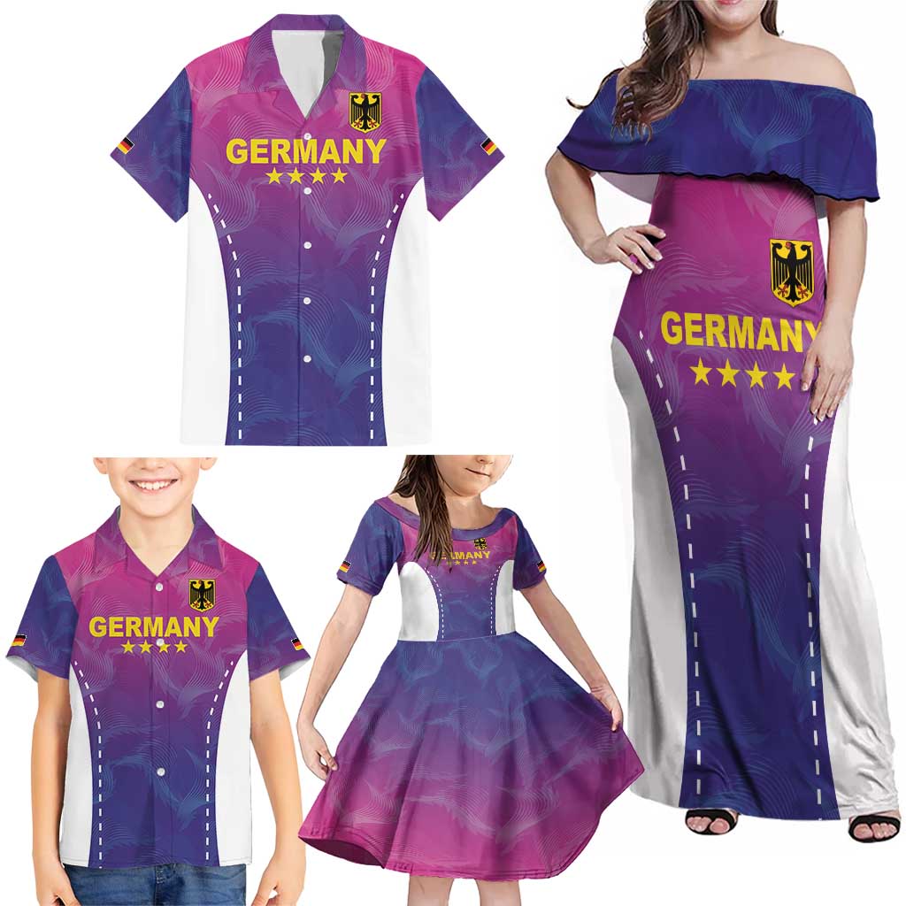 Custom Germany Football Family Matching Off Shoulder Maxi Dress and Hawaiian Shirt Pink Version - Wonder Print Shop