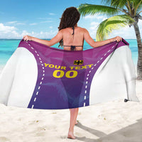 Purple and pink football sarong with white side panels and custom graphic print