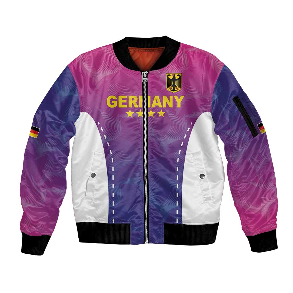 Custom Germany Football Sleeve Zip Bomber Jacket Pink Version