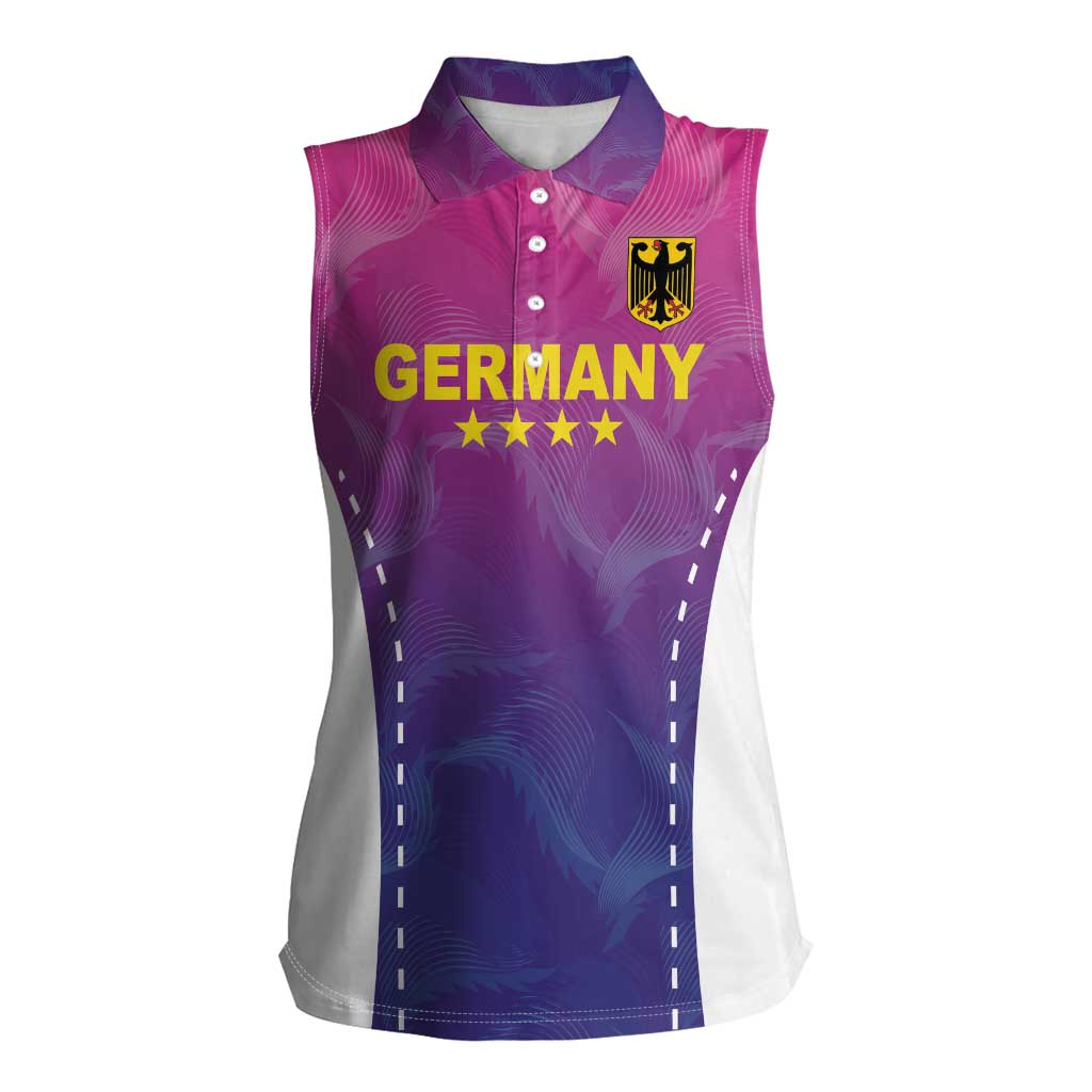 Custom Germany Football Women Sleeveless Polo Shirt Pink Version