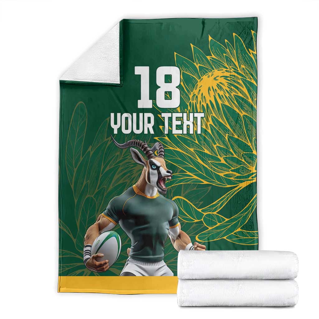 Custom Rugby South Africa Blanket Springboks Mascot - Wonder Print Shop