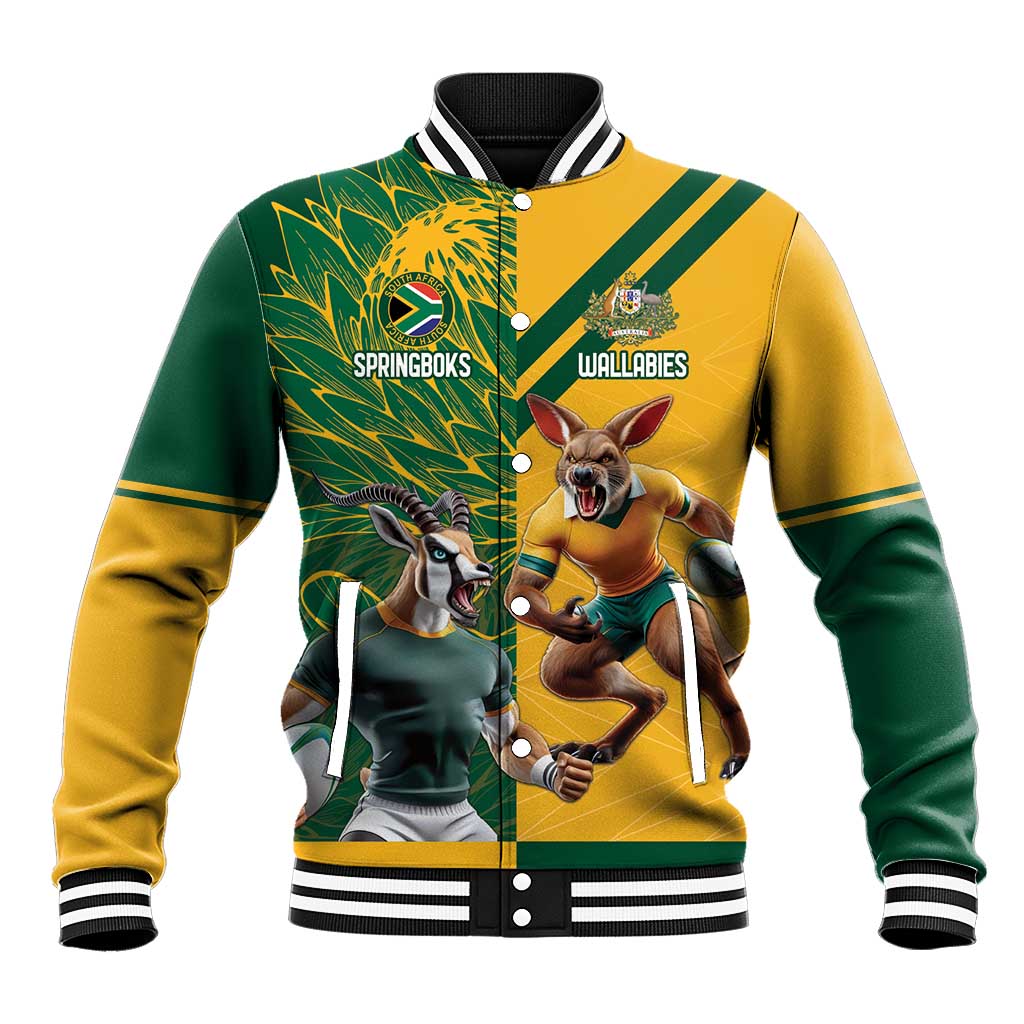 Personalized Rugby South Africa Australia Baseball Jacket Springboks Wallabies Mascot Go Champions - Wonder Print Shop