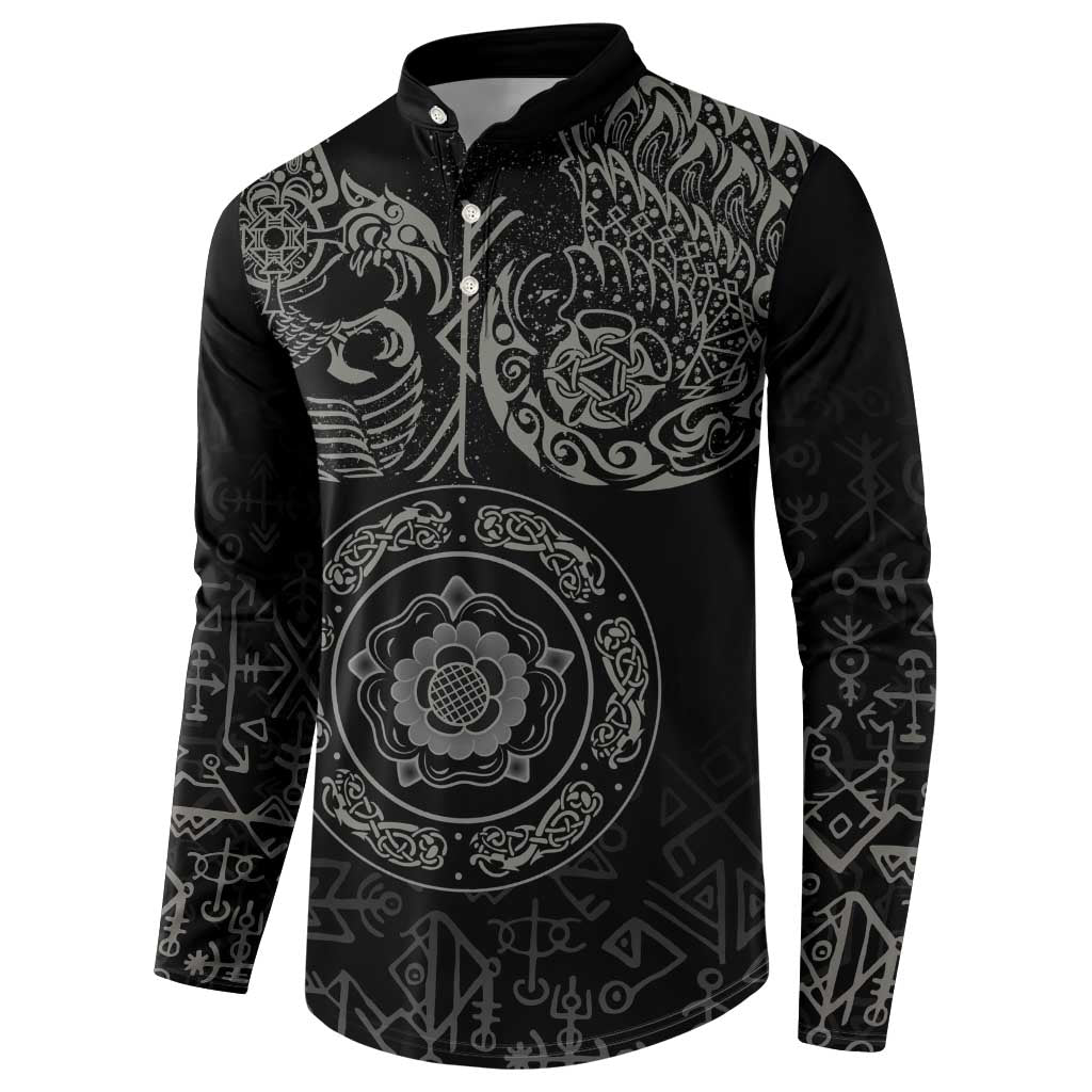 Viking Pride of Yorkshire Button Sweatshirt Black Odin’s Ravens Nordic - Wonder Print Shop