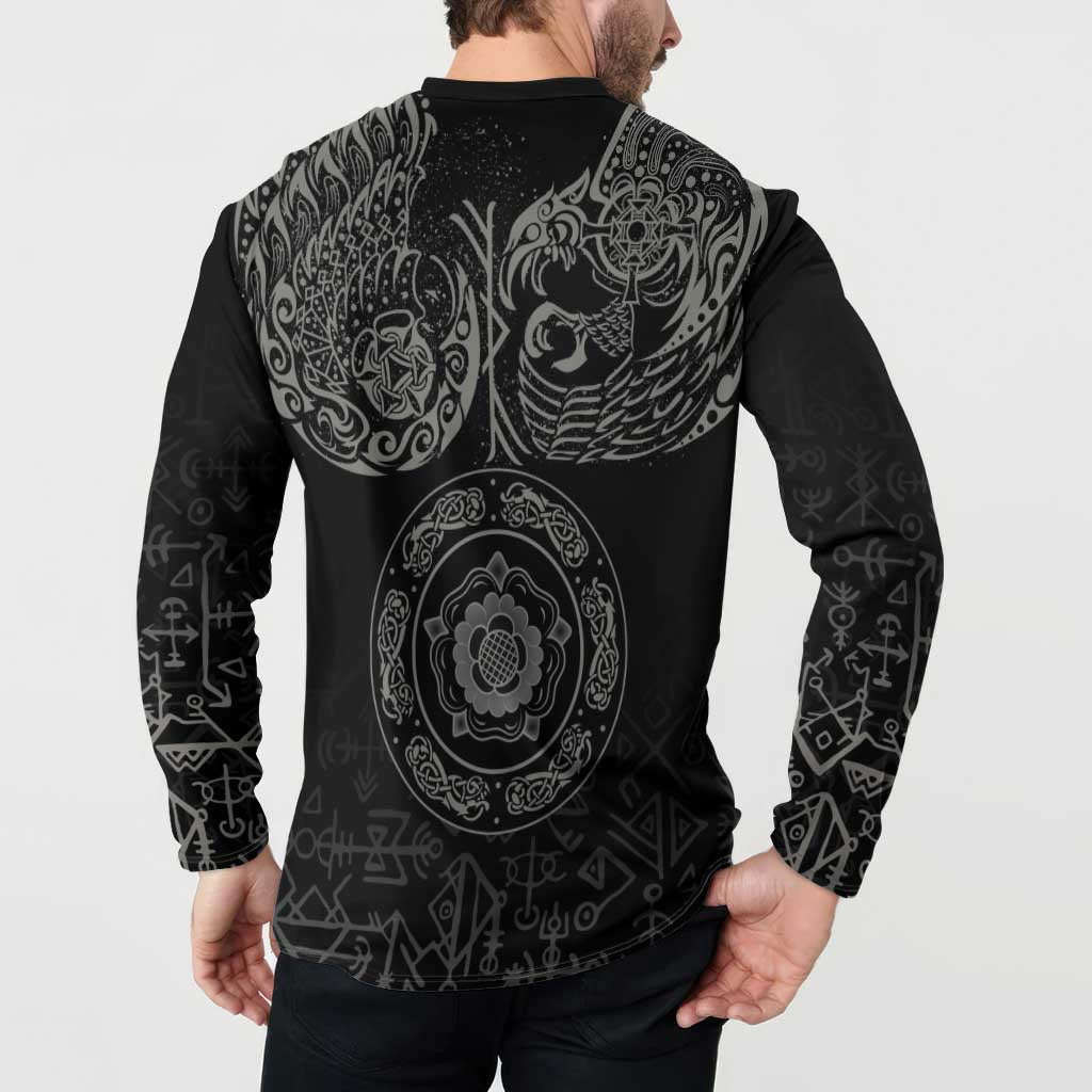 Viking Pride of Yorkshire Button Sweatshirt Black Odin’s Ravens Nordic - Wonder Print Shop