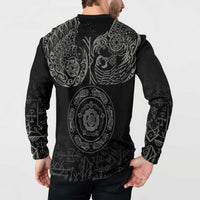 Viking Pride of Yorkshire Button Sweatshirt Black Odin’s Ravens Nordic - Wonder Print Shop