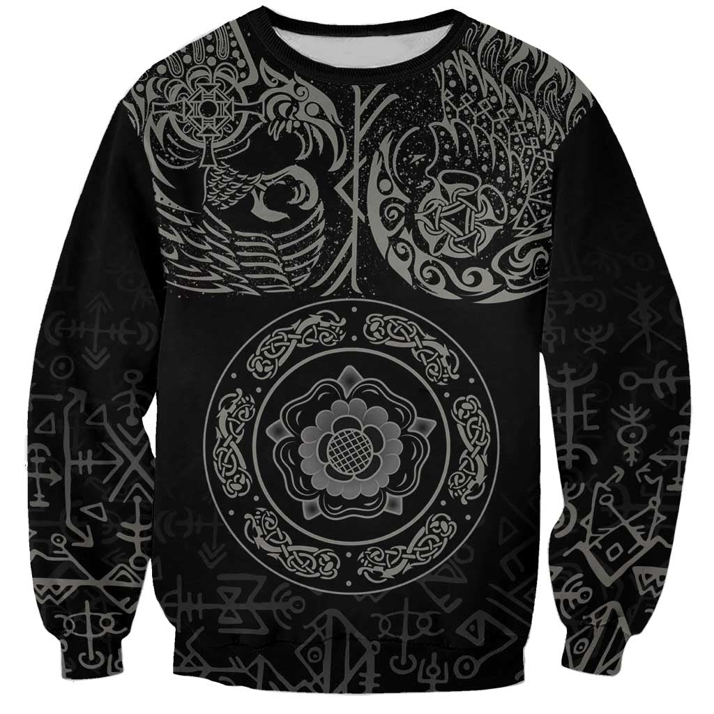 Viking Pride of Yorkshire Sweatshirt Black Odin’s Ravens Nordic - Wonder Print Shop