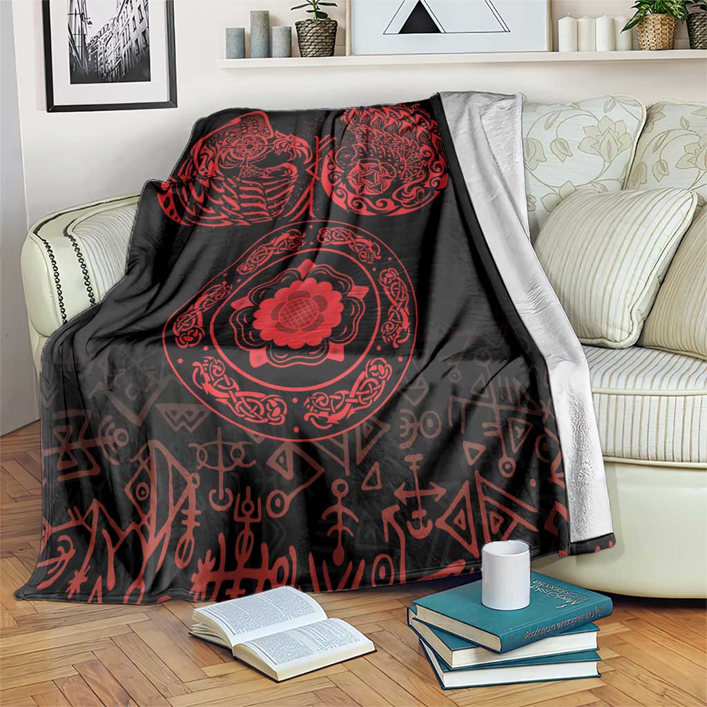 Viking Pride of Yorkshire Blanket Red Odin’s Ravens Nordic - Wonder Print Shop