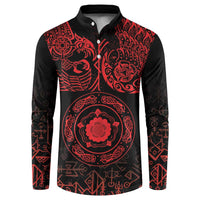 Viking Pride of Yorkshire Button Sweatshirt Red Odin’s Ravens Nordic - Wonder Print Shop