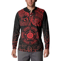Viking Pride of Yorkshire Button Sweatshirt Red Odin’s Ravens Nordic - Wonder Print Shop