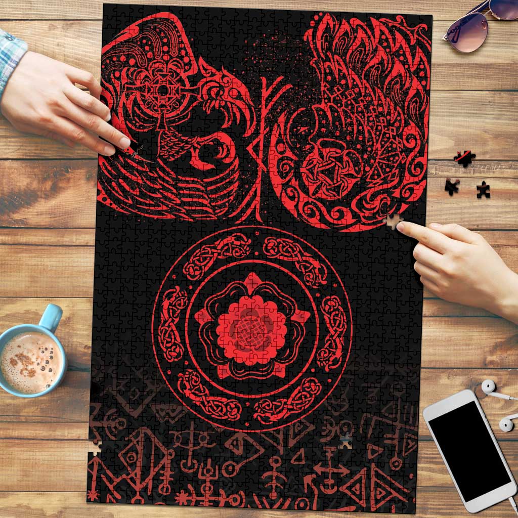 Viking Pride of Yorkshire Puzzle Red Odin’s Ravens Nordic - Wonder Print Shop