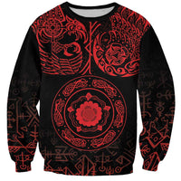 Viking Pride of Yorkshire unisex sweatshirt with red raven and rune-style graphics
